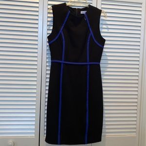 Calvin Klein Black w Blue strip knee length just below Size 4 Lined light weigh
